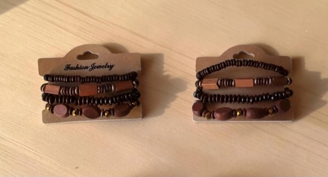 Lote de 4 peças pulseiras de contas de madeira Novas joias da moda – photo 2